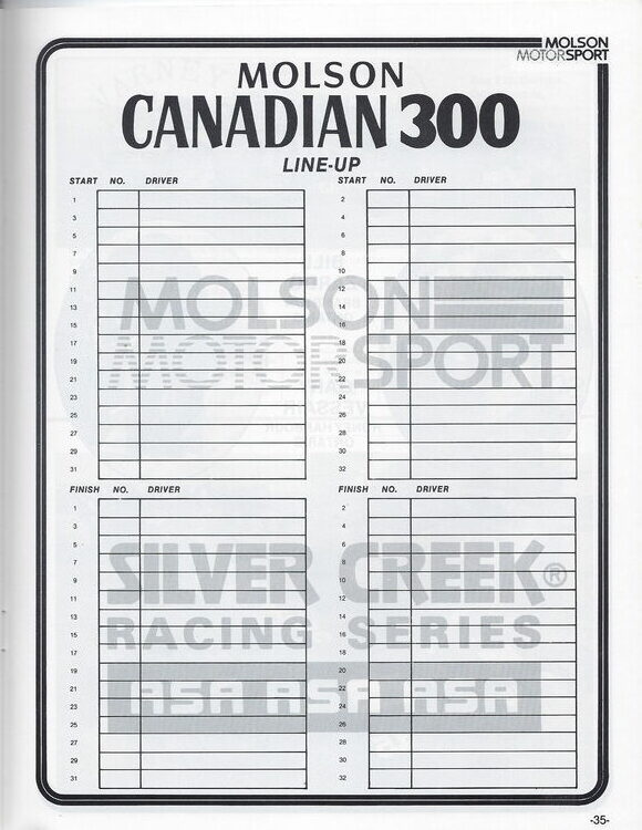Scan-36 - Cayuga Speedway - Molson 300 Program - 1985