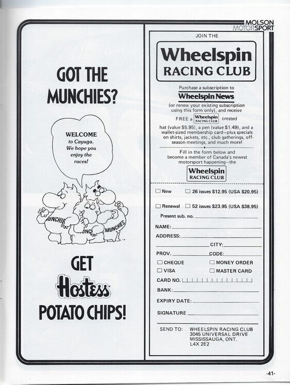 Scan-42 - Cayuga Speedway - Molson 300 Program - 1985