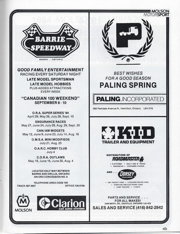 Scan-44 - Cayuga Speedway - Molson 300 Program - 1985