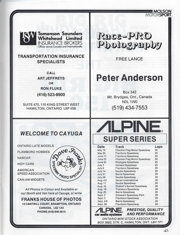 Scan-48 - Cayuga Speedway - Molson 300 Program - 1985