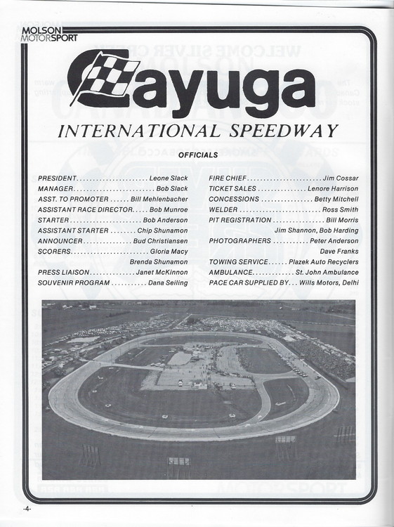 Scan-5 - Cayuga Speedway - Molson 300 Program - 1985