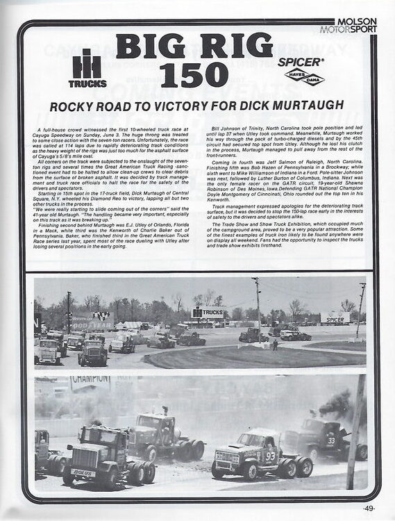 Scan-50 - Cayuga Speedway - Molson 300 Program - 1985