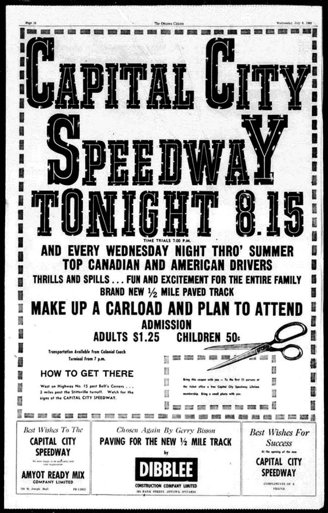 Capital City Speedway Advertisement. Courtesy of Thomas Schmeh