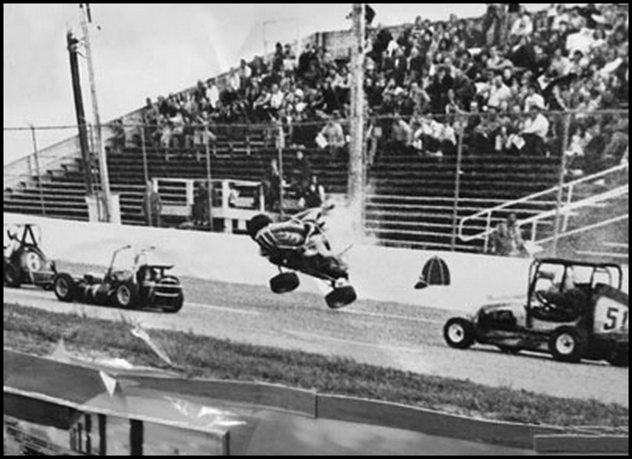 Bill-Crawford-23-in-his-Can-Am-Midget-flipping-on-the-front-Chute-at-Cayuga-Speedway-Courtesy-of-Robert-Bob-Ross