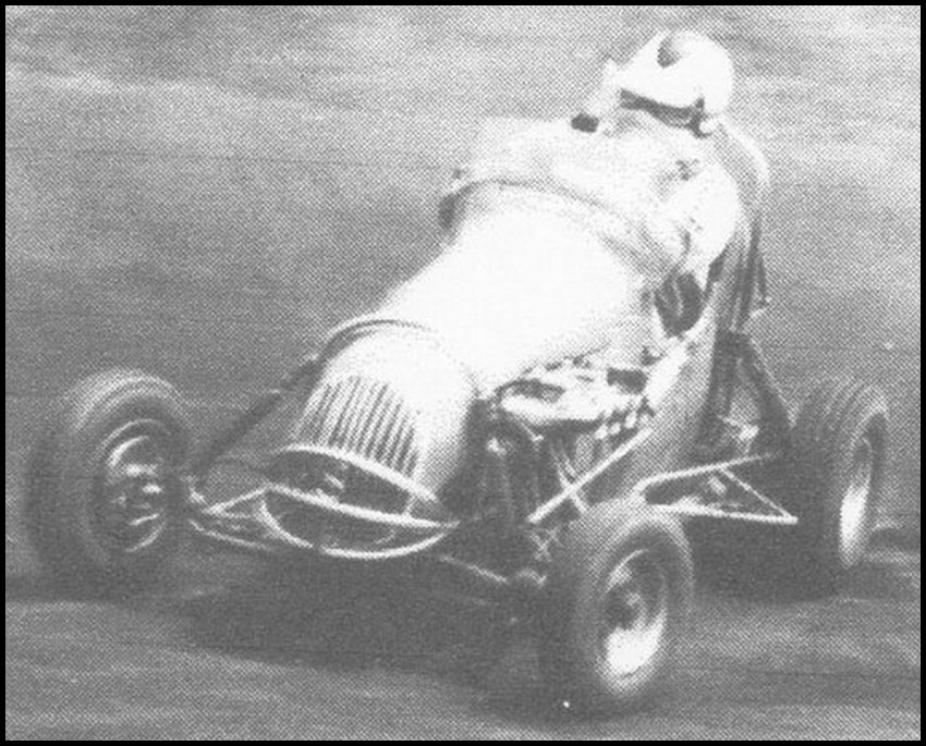 Bill Crawford at speed. Unknown location. Courtesy of the Can Am Midget Club.