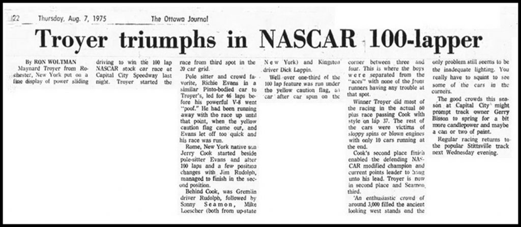 Capital City Speedway Article #1 with borders. Courtesy of Thomas Schmeh