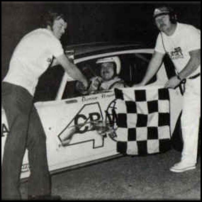 Don Hawn takes the Checkers at Sunset Speedway. Courtesy of Hawn Motorsports
