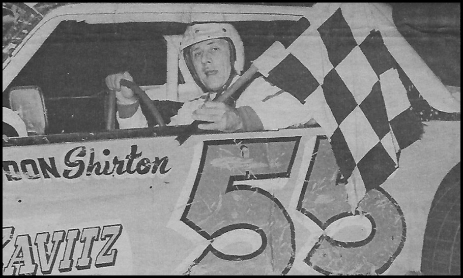 Don Shirton #55 of Wainfleet Ontario holds Checkers after his Late Model feature win at Merrittville Speedway. Photo By Bruce Bonham