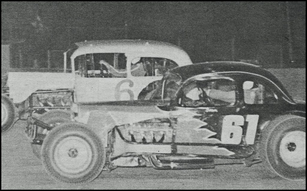 Ivan Little #61 tries to pass the #6 of Davey Moore for the lead back in 1971. Courtesy of Wheelspin News