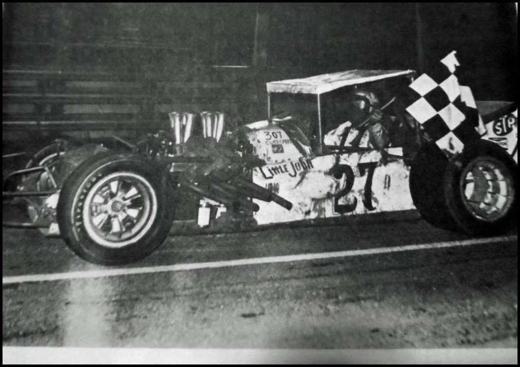 Jack Conely from Brighton Michigan was a regular at Delaware Speedway back in the day. Jack's Cars weren't pretty but they were fast. Courtesy of Barry Westman