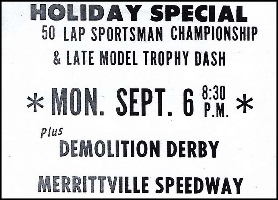 Merritteville Speedway Advertisement for Holiday Special. Courtesy of Wheelspin News
