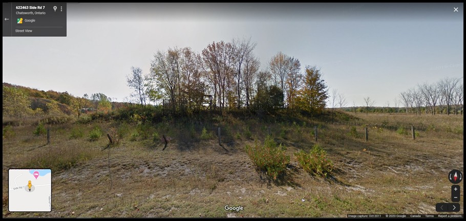 Model T Speedway Streetview. You can still see what is left of the grandstands in the trees back in 2011. Courtesy of Kyle Rizok