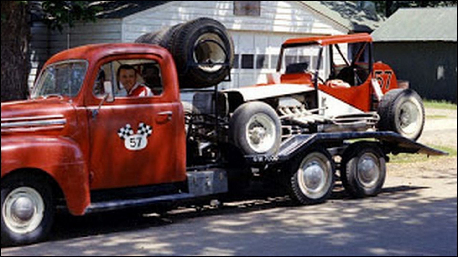 Barry in truck & race car on hauler