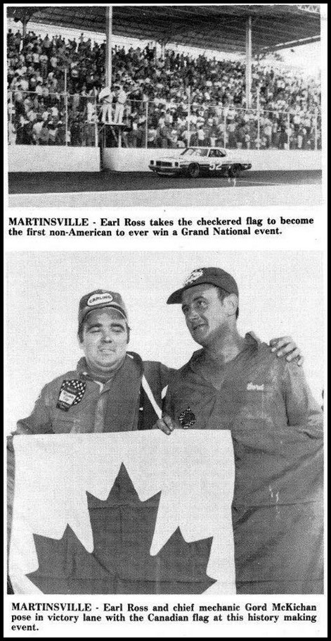 Earl Ross Wins the Dominion 500 at Martinsville Speedway back in 1974. Courtesy of Deb Lelliott