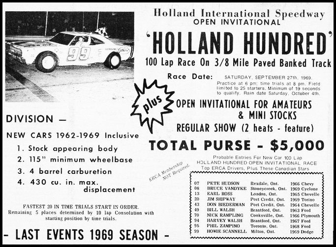 Holland International Speedway Advertisement. International Motorsport News. September 19, 1969. Courtesy of Peter Turford from Thomas Schmeh