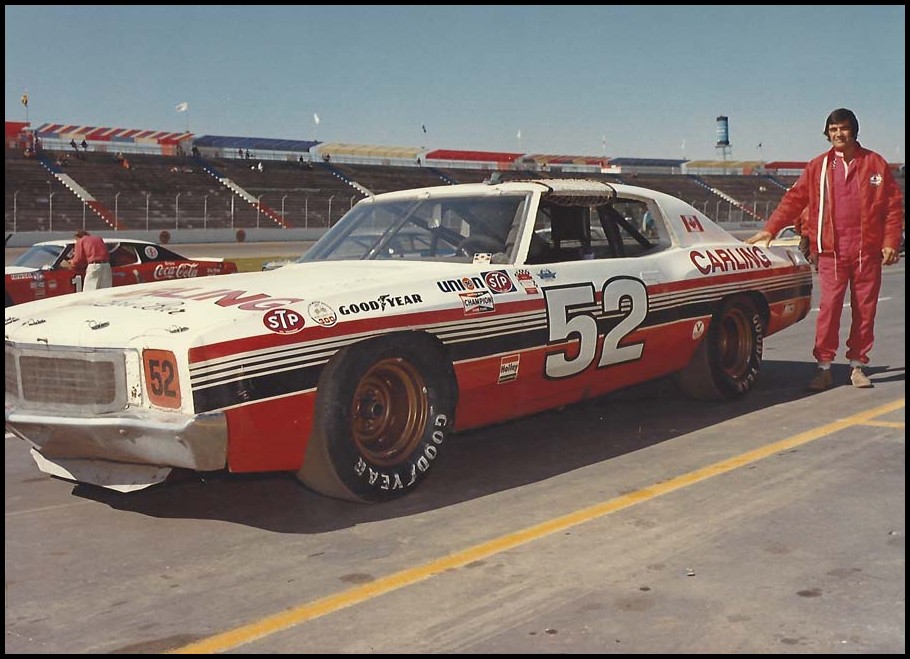 Norm Lelliott with his Jr. Johnson owned Carling sponsored Car at a Nascar Sanctioned Event. Courtesy of Rik Lelliott