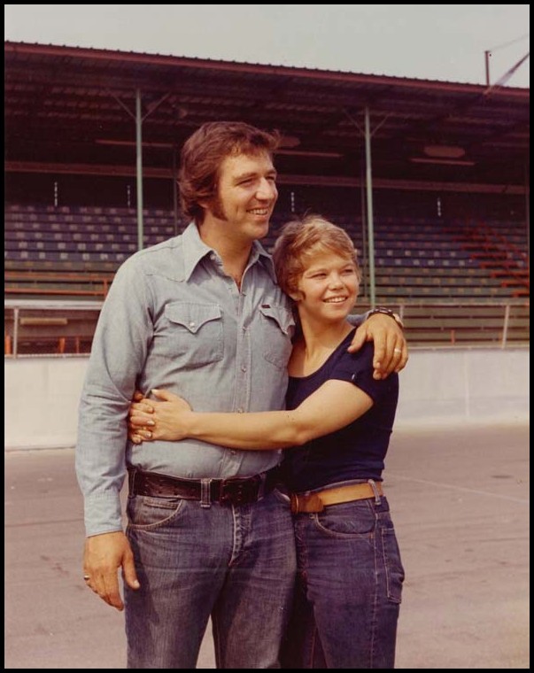 Warren and Linda Coniam at Oswego Speedway. Linda is the Daughter of Doug Syer. Courtesy of Warren Coniam