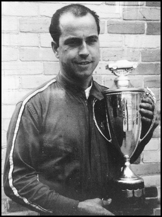 Jack McCutcheon holds his Mid Season Championship Trophy from Delaware 1967. Courtesy of Michelle McCutcheon Blake
