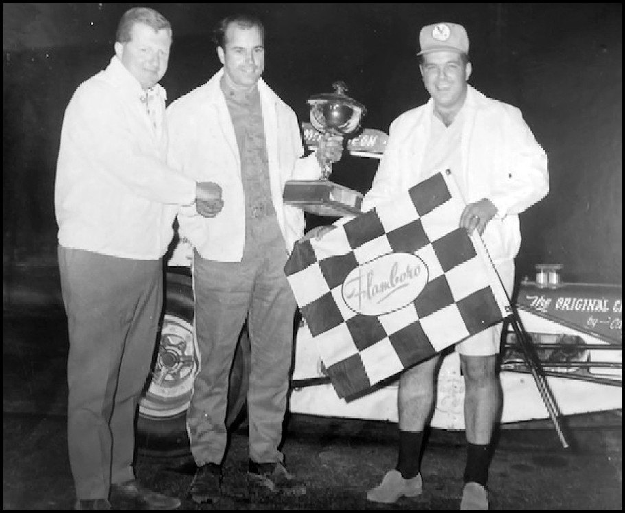 Jack McCutcheon wonthe 'Fireball 500' at Flamboro Speedway 1966. Courtesy of Michelle McCutcheon Blake