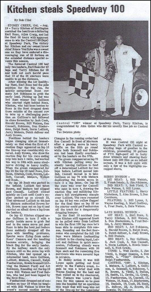 Kitchen steals Speedway 100. Courtesy of  Wheelspin News