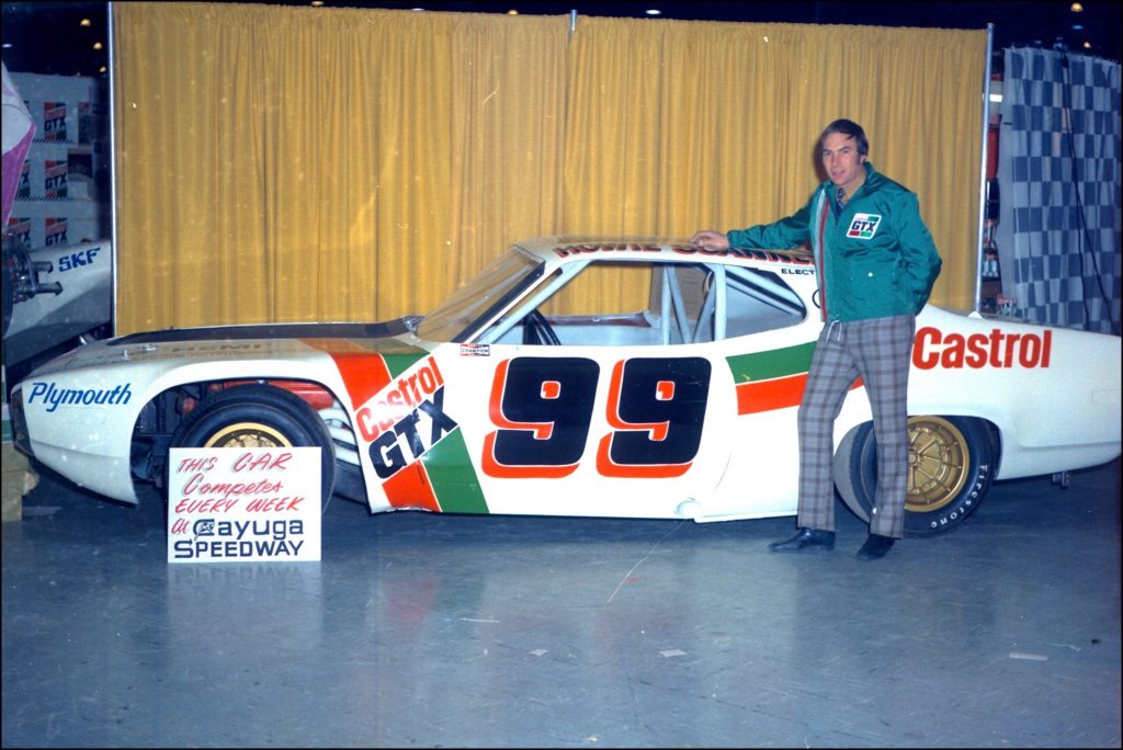 Howie Scannell standing with the 1972 Plymouth Satelite he will drive for Bernie Reddick in 1972. Courtesy of Brian Norton