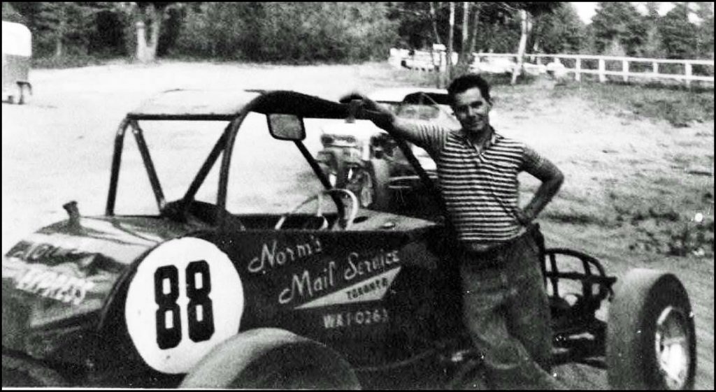 Don Roberts with the Norm Hagen Car at Wasaga Beach Speedway. Courtesy of Don Roberts.