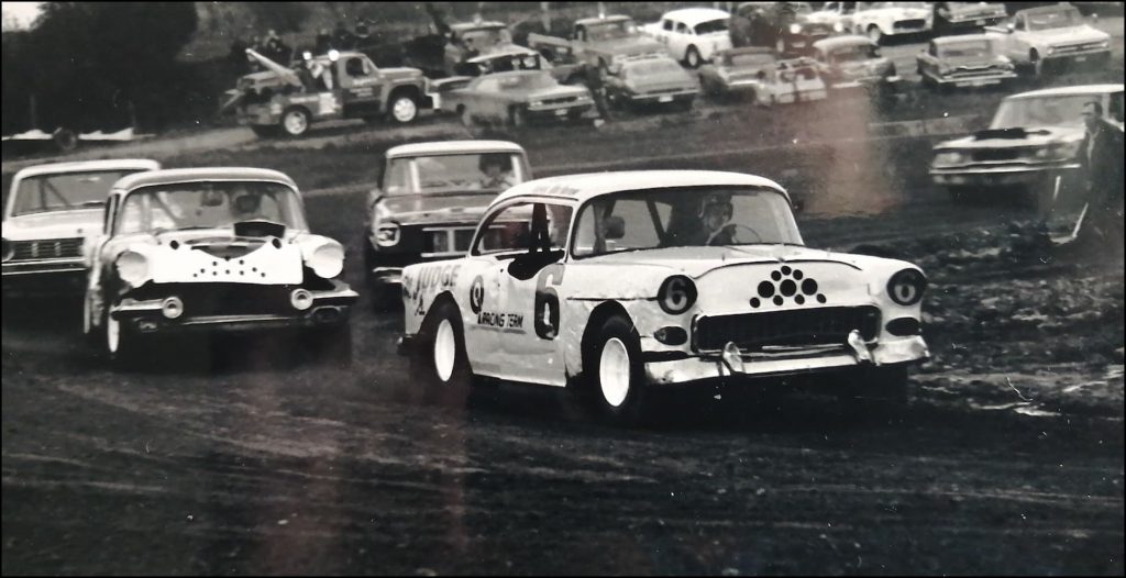 Ron Yarrow behind the wheel of Charlie Saylors 55 Chevy (the JUDGE) circa 1972 at Brighton. Courtesy of Marshall Thompson. Daniel Saylor Collection.