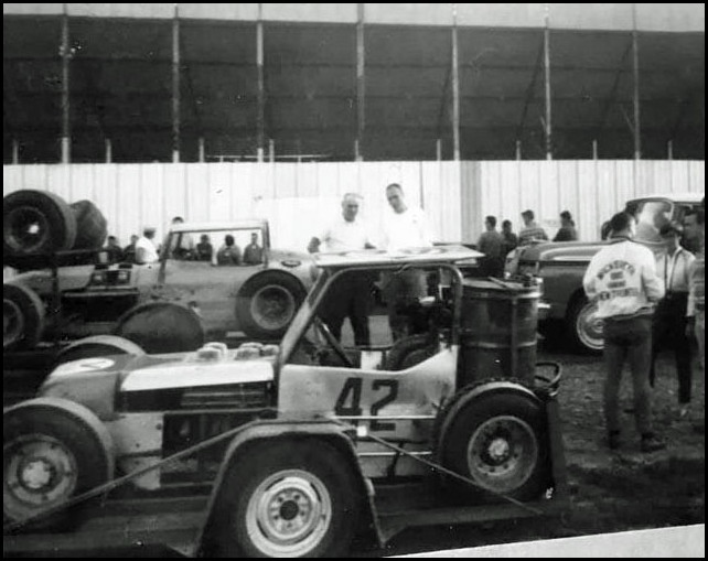 Back in the mid 1960s, the Supermodified teams came up with several ways to go the 200 laps in the Oswego Classic without a fuel stop. This was Norm Morton's Buick Nailhead driven by Howie Scannell.Courtesy of Mike Murphy