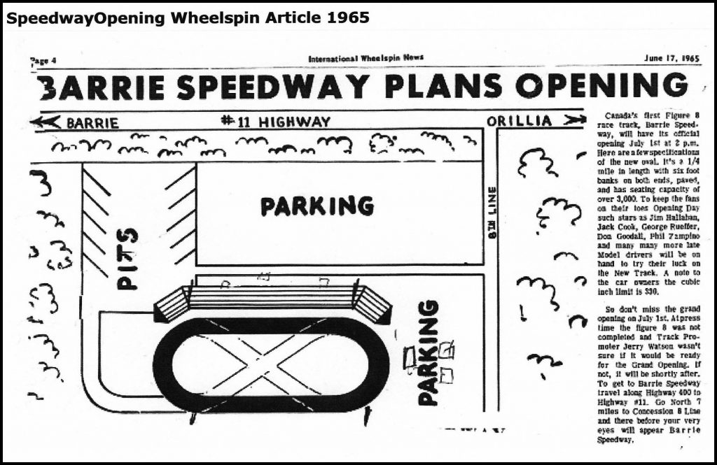 Barrie Speedway Drawing for the Barrie Track. Courtesy of Wheelspin News