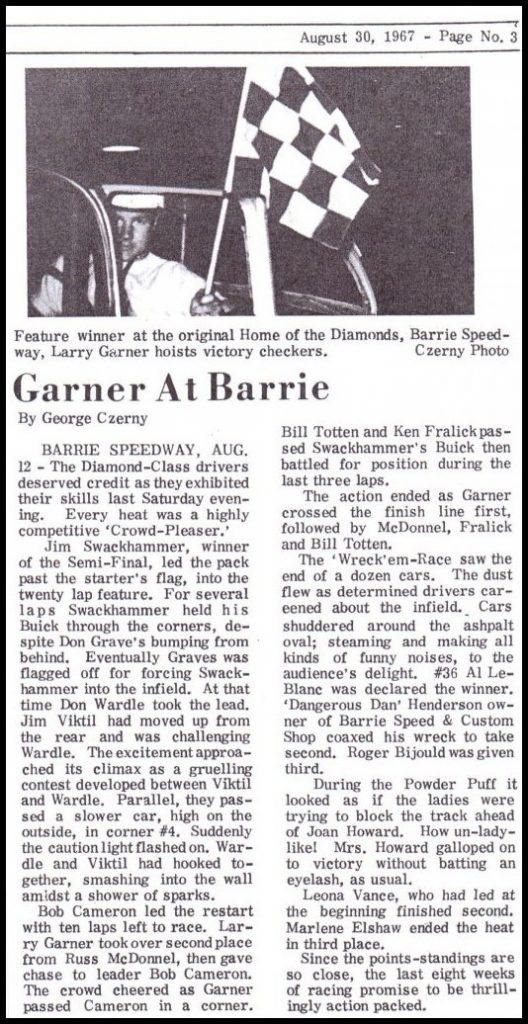 Garner at Barrie. Courtesy of George Czerny