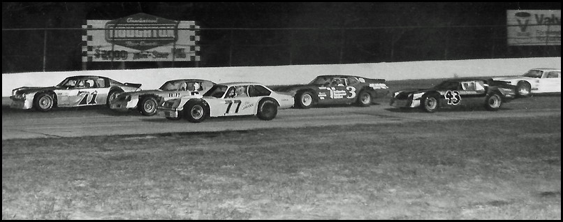 #71 John Cadman, #6 Danny Knoll, #77 Bill Sabadoz, #3 Wayne Gummerson, #43 Don Biederman and #1 Joe Plazek. Courtesy of Judy & Steve Livingstone