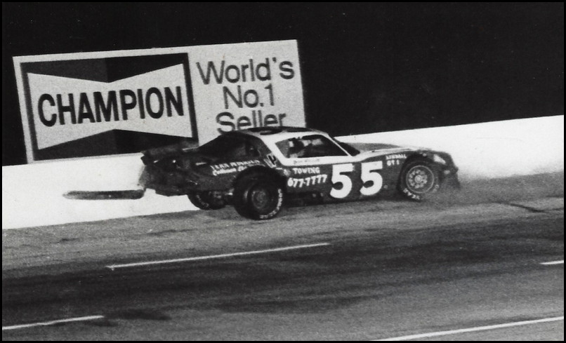 Donnie Hawn gets up into the wall backwards at Cayuga Speedway. Courtesy of Judy & Steve Livingsyone