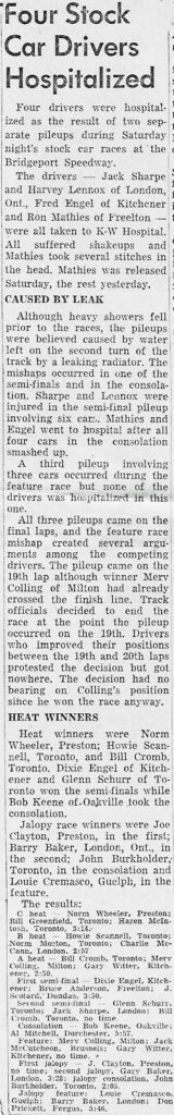 Four Stock Car Drivers Hospitalized Courtesy of Ross/Sheila McTavish