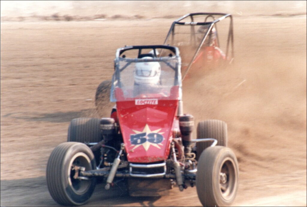 Bob Cicconi, Prospect Park, PA, in first practice run finds the clay isn't up to standard.